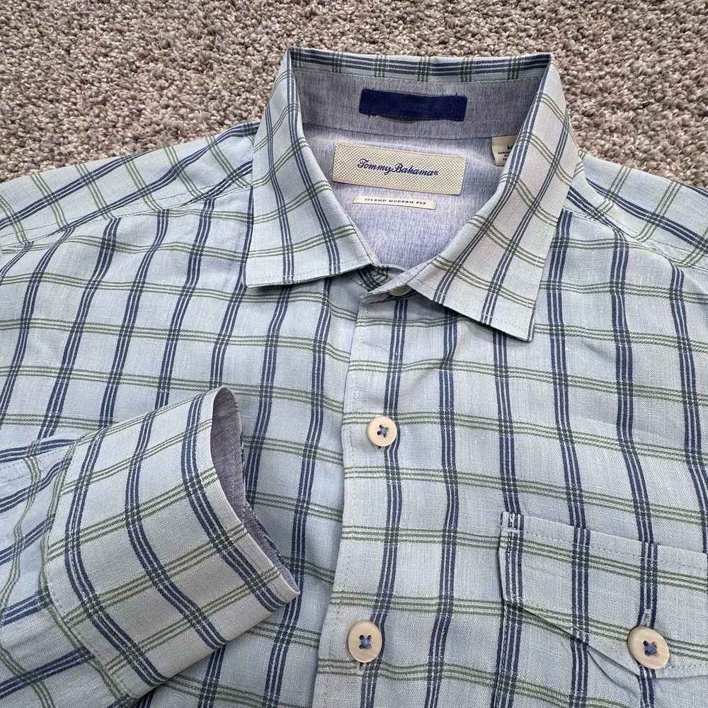Tommy Bahama Jeans Island Crafted Shirt Linen Modern Fit Mens Medium‎ Tropical